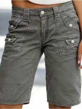 Women’s Gray Cargo Bermuda Shorts